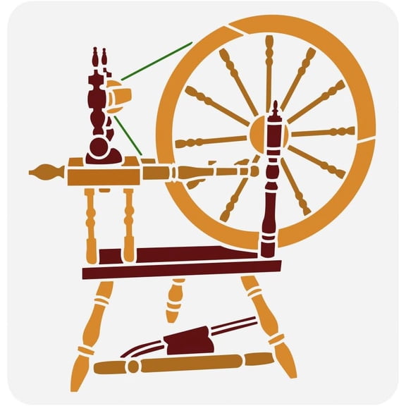 Spinning Wheel Stencil 11.8x11.8 inch Reusable Fairytale Spinning Wheel Painting Template Vintage Theme DIY Craft Stencil for Painting on Wood Wall Fabric Paper Furniture diy
