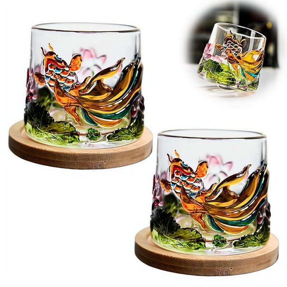 Spinning Whiskey Glasses Rotatable Old Fashioned Glasses, Whiskey Tumbler for Scotch Bourbon Cocktails, Drinking Glass for Home Bar Gift