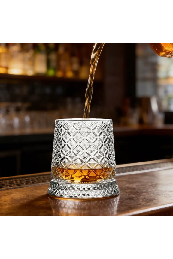 Spinning Glasses, Rotatable Old Fashioned Glassware, Bourbon//Rock Glasses for Bar, Party and Home, Gift for Men