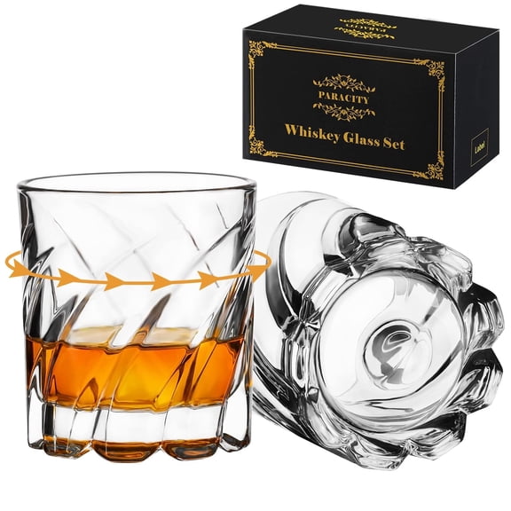 Baalaka Spinning Whiskey Glasses Set of 2, Rotatable Old Fashioned Glassware, Bourbon/Cocktail/Rock Glasses for Bar, Party and Home, Whiskey Gift for Men