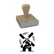 Spinning Windmill Rubber Stamp, 2 X 2" Wood Stamp