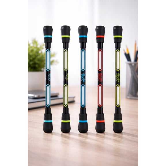 Spinning Writing Pens With Weighted Ends And Grip Pack of 5