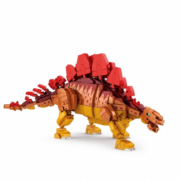Spinosaurus Dinosaur Building Blocks for Adults, Red Dinosaur Display Model with Stand, 697 PCS Building Sets Desk Decor