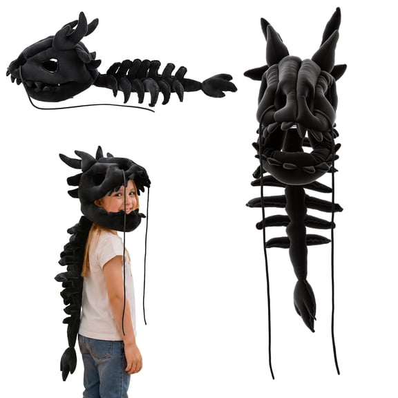 Spinosaurus Plush Dino Outfit, Halloween Fun Dinosaur Skeleton Plush Costume with Spine Extension for Party Dress Up Fun Cosplay Outfit