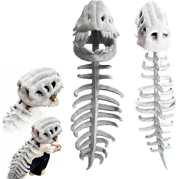 Spinosaurus Plush Dino Outfit - New Plush Dinosaur Skeleton Costume, Halloween Realistic Dinosaur Skeleton Costume Set