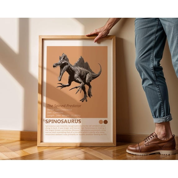 Spinosaurus Poster, Dinosaur Fact Sheet, Jurassic, Dino Minimalist ...