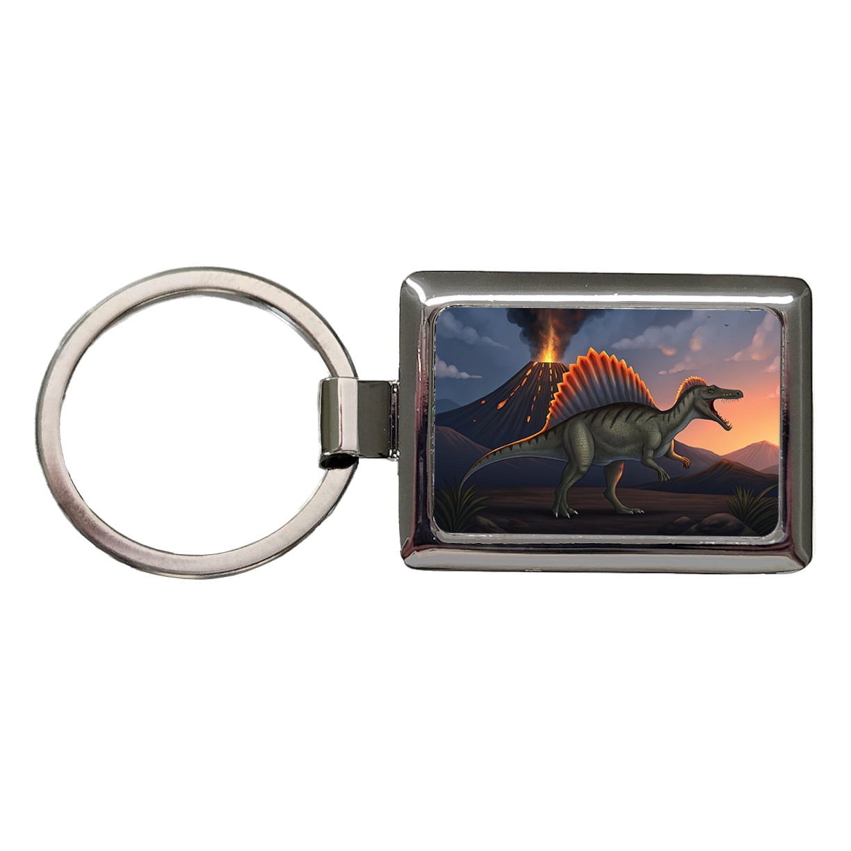 Spinosaurus Volcano Lava Dinosaur Metal Rectangle Keychain - Walmart.com