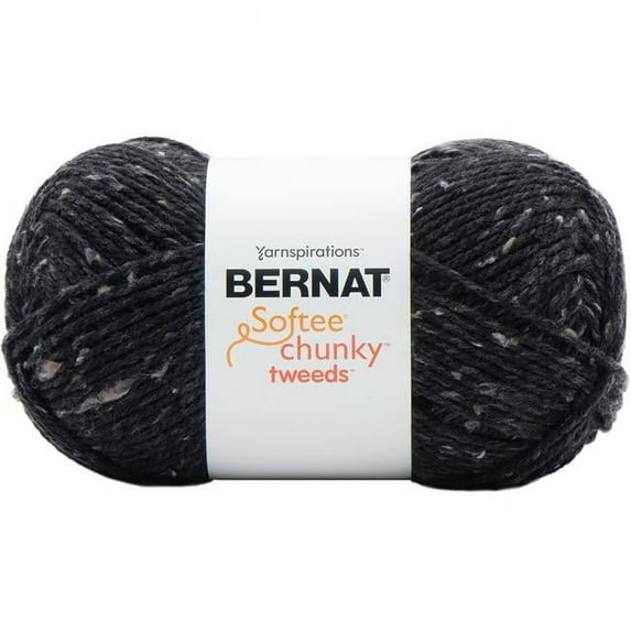 Spinrite 161011-11006 Bernat Softee Chunky Tweeds Big Ball Yarn, Black