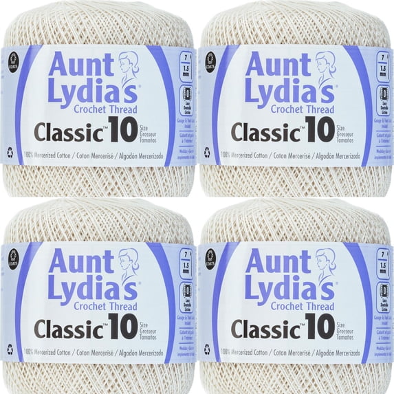 Spinrite Aunt Lydia's Classic Crochet Thread Size 10 - Antique White, 1 Pack of 4 Piece