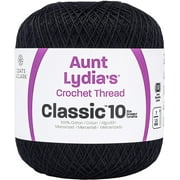 Spinrite Aunt Lydia s Classic Crochet Thread Size 10 -Black, 1 Pack of 2 Piece