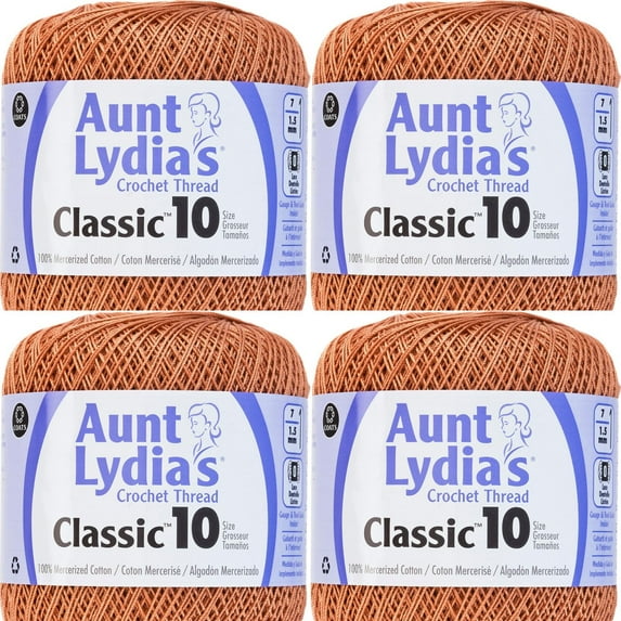Spinrite Aunt Lydia's Classic Crochet Thread Size 10 - Copper Mist, 1 Pack of 4 Piece