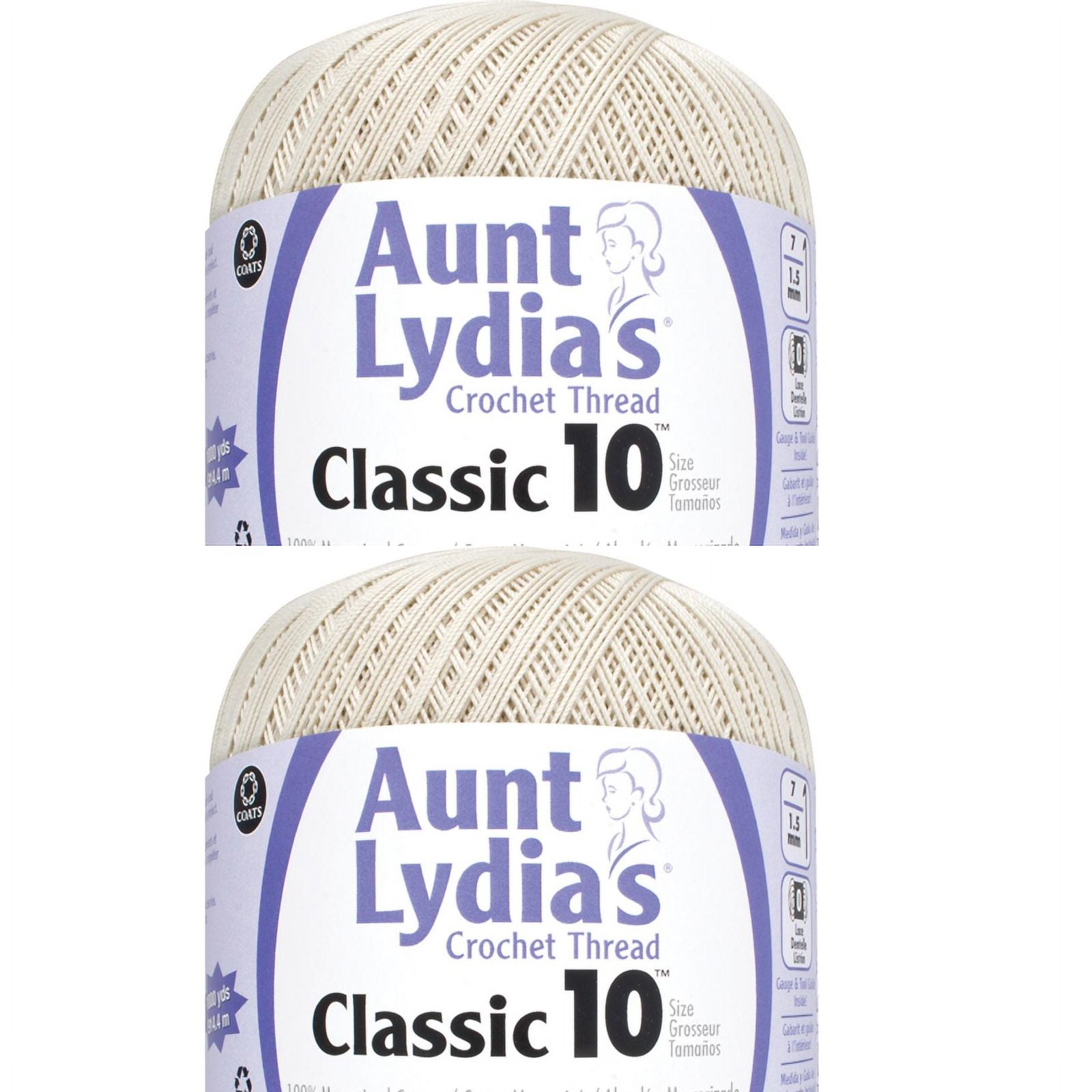 Spinrite Aunt Lydia's Classic Crochet Thread Value-Natural, 1 Pack of 2 ...