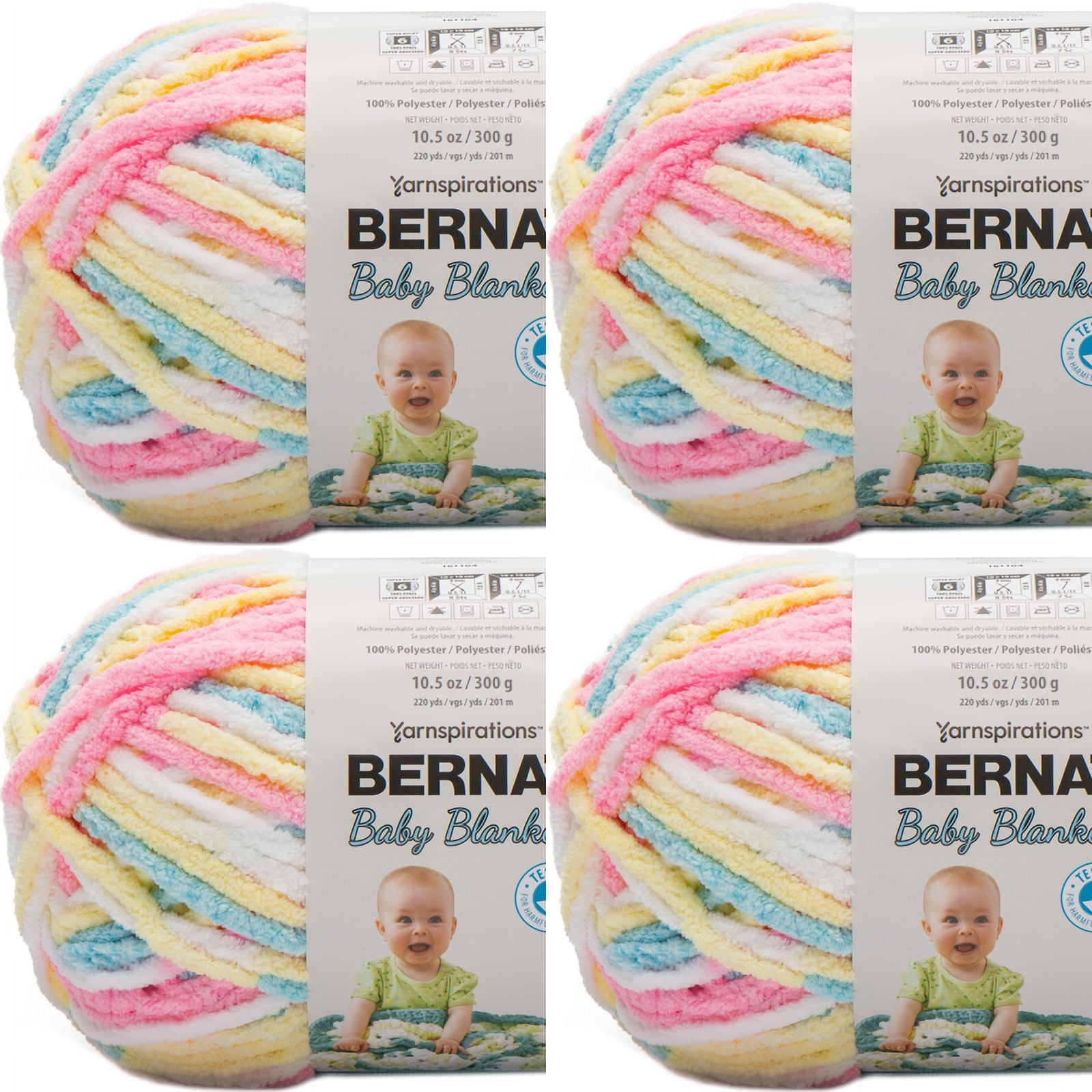 Spinrite Bernat Baby Blanket Big Ball Yarn Pitter Patter, 1 Pack of 4