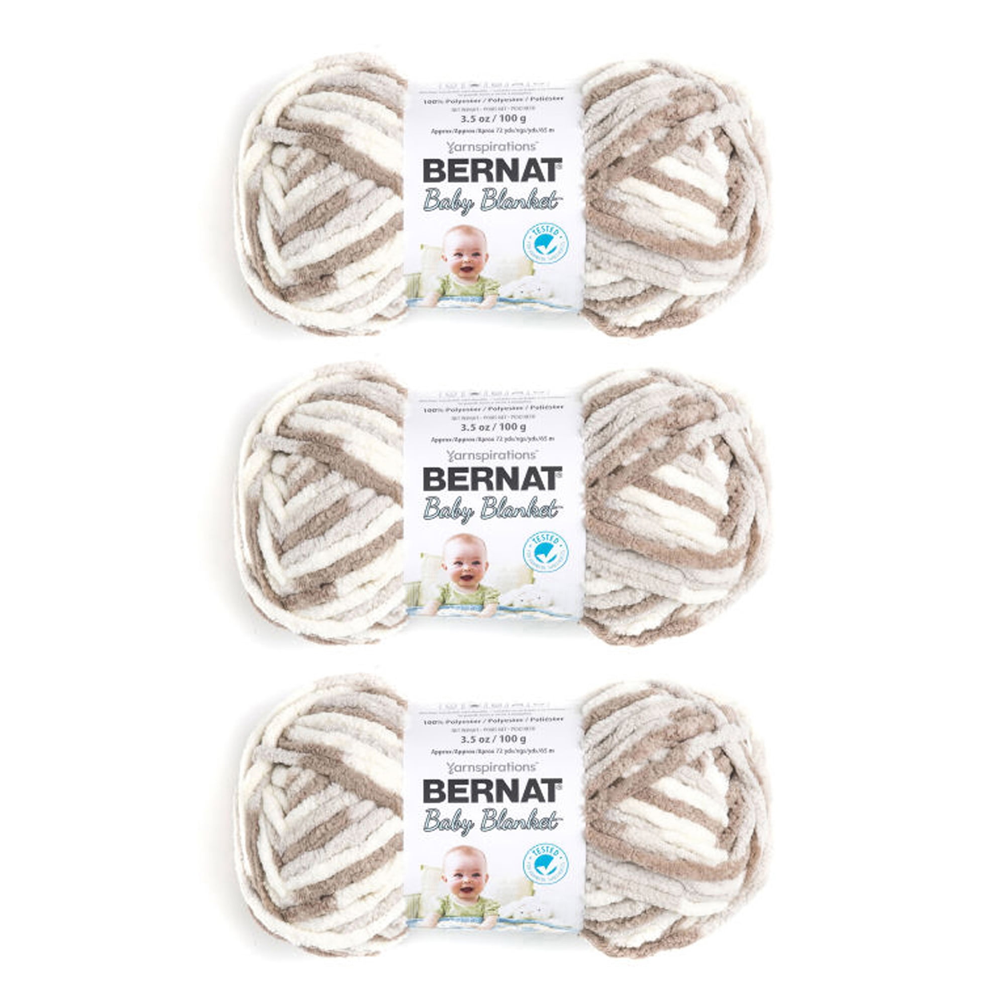 Spinrite Bernat Baby Blanket Yarn-Little Sand Castles, 1 Pack of 3 Skein
