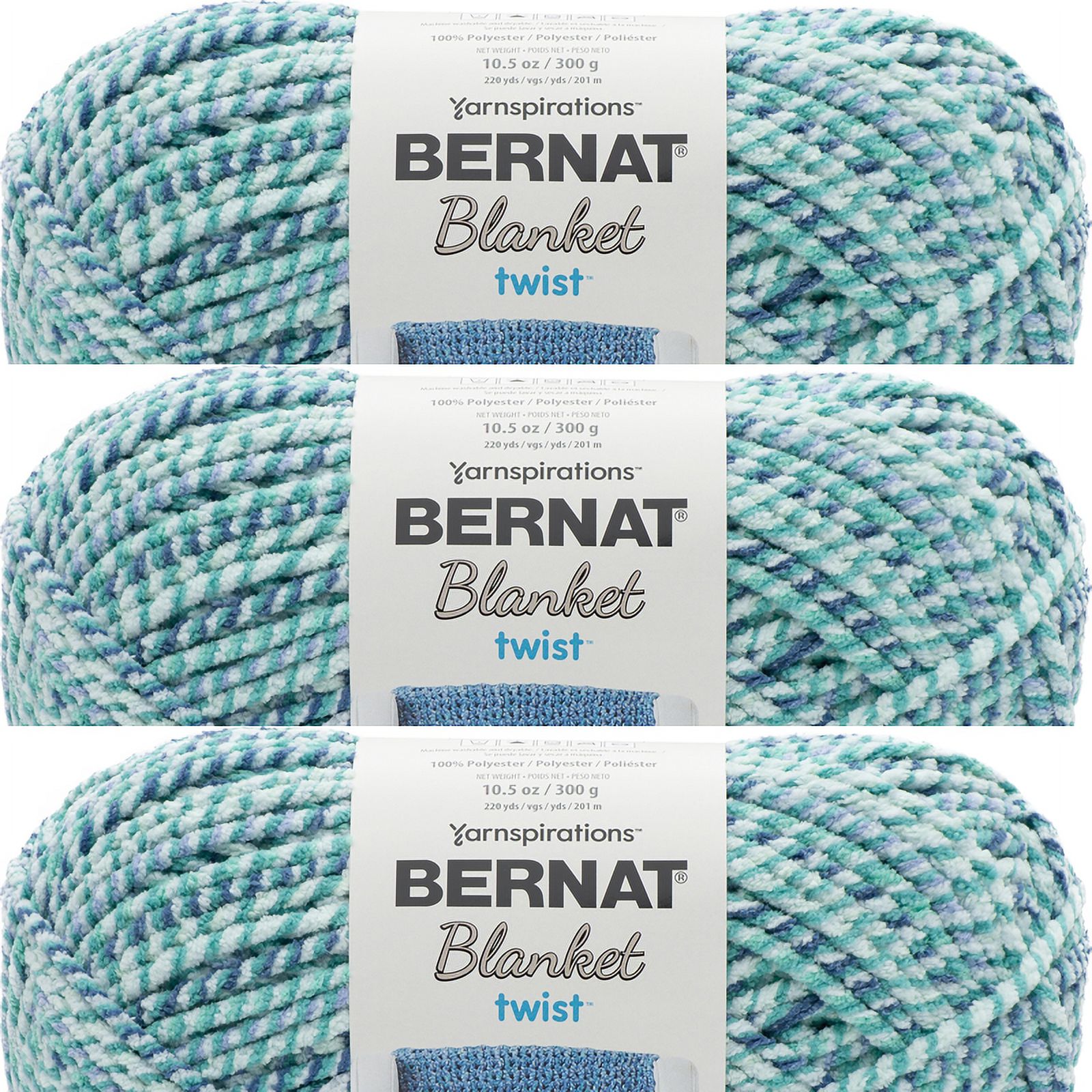 Spinrite Bernat Blanket Twist Yarn Making Waves, 1 Pack of 3 Piece