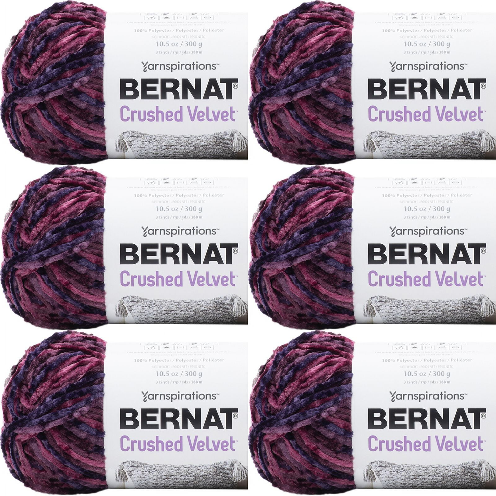 Spinrite Bernat Crushed Velvet Yarn Burgundy, 1 Pack of 6 Piece