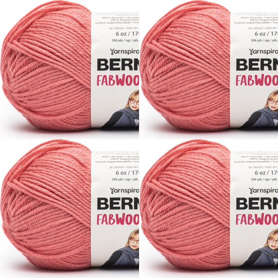 Spinrite Bernat Fabwoolous Yarn - Rich Rose, 1 Pack of 4 Piece