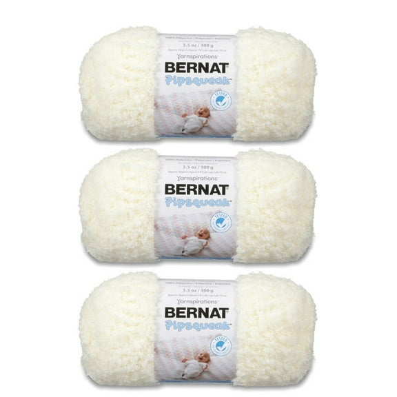 Bernat Pipsqueak Vanilla Yarn - 3 Pack of 100g/3.5oz - Polyester - 5 Bulky - 101 Yards - Knitting/Crochet