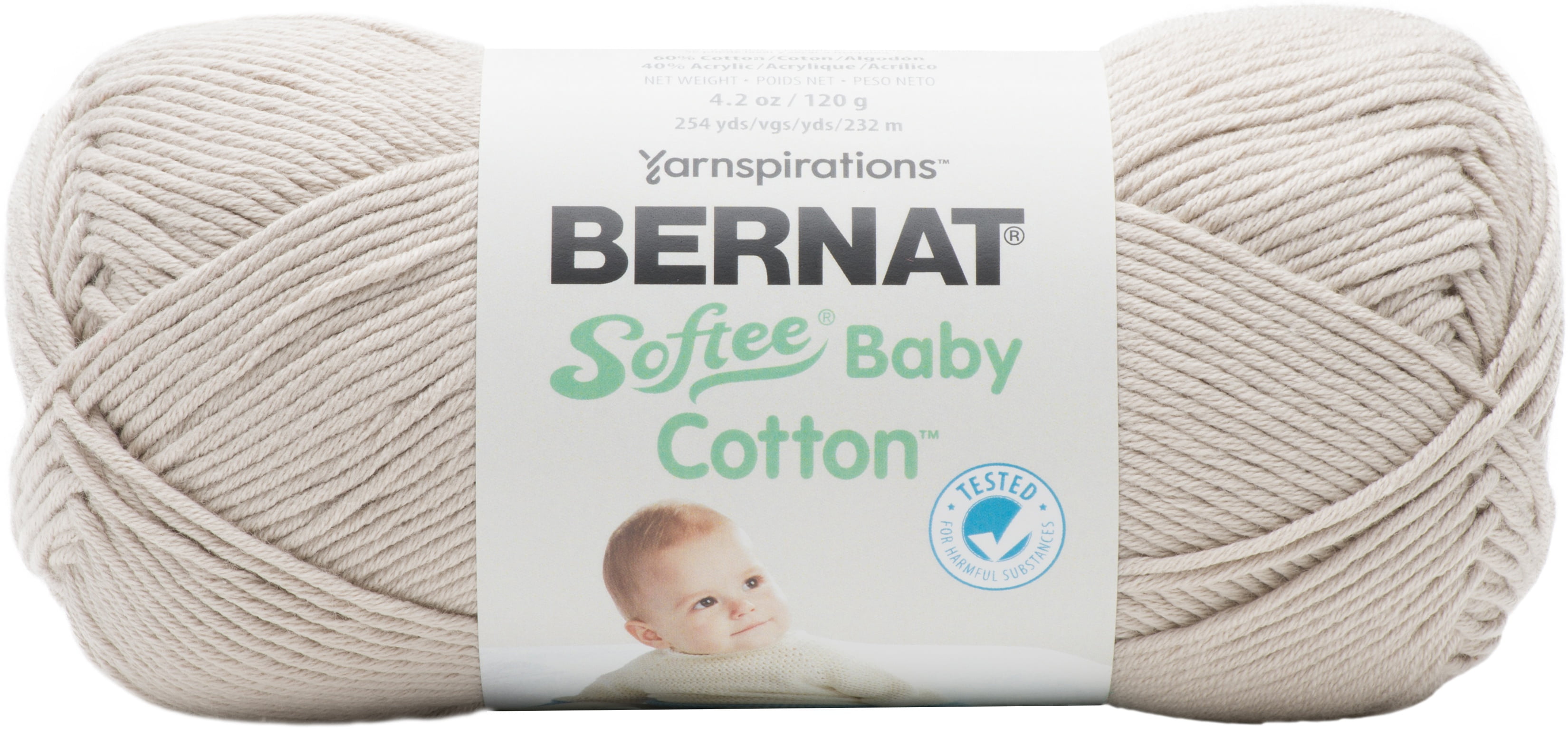 Spinrite Bernat Softee Baby Cotton Yarn - Feather Gray, 1 Pack of 3 Skein