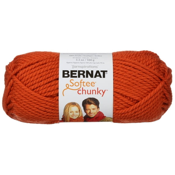 Spinrite Bernat Softee Chunky Yarn-Pumpkin, 1 Pack of 6 Skein