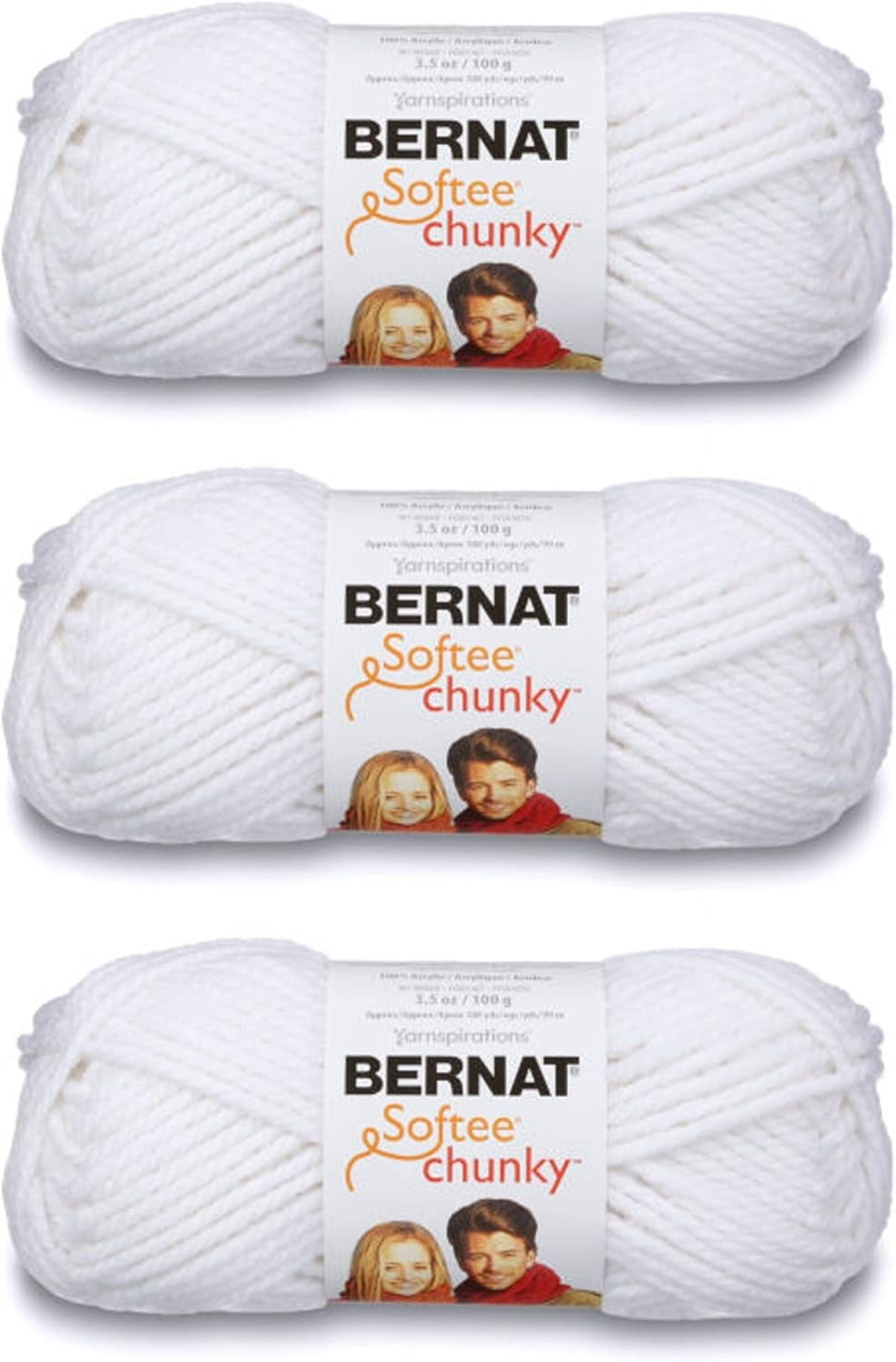 Bernat Softee Chunky White Yarn - 3 Pack of 100g/3.5oz - Acrylic - 6 Super Bulky - 108 Yards - Knitting/Crochet