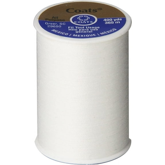 Spinrite Coats Dual Duty All-Purpose Thread 400yd, White - 1 Pack of 6 Piece