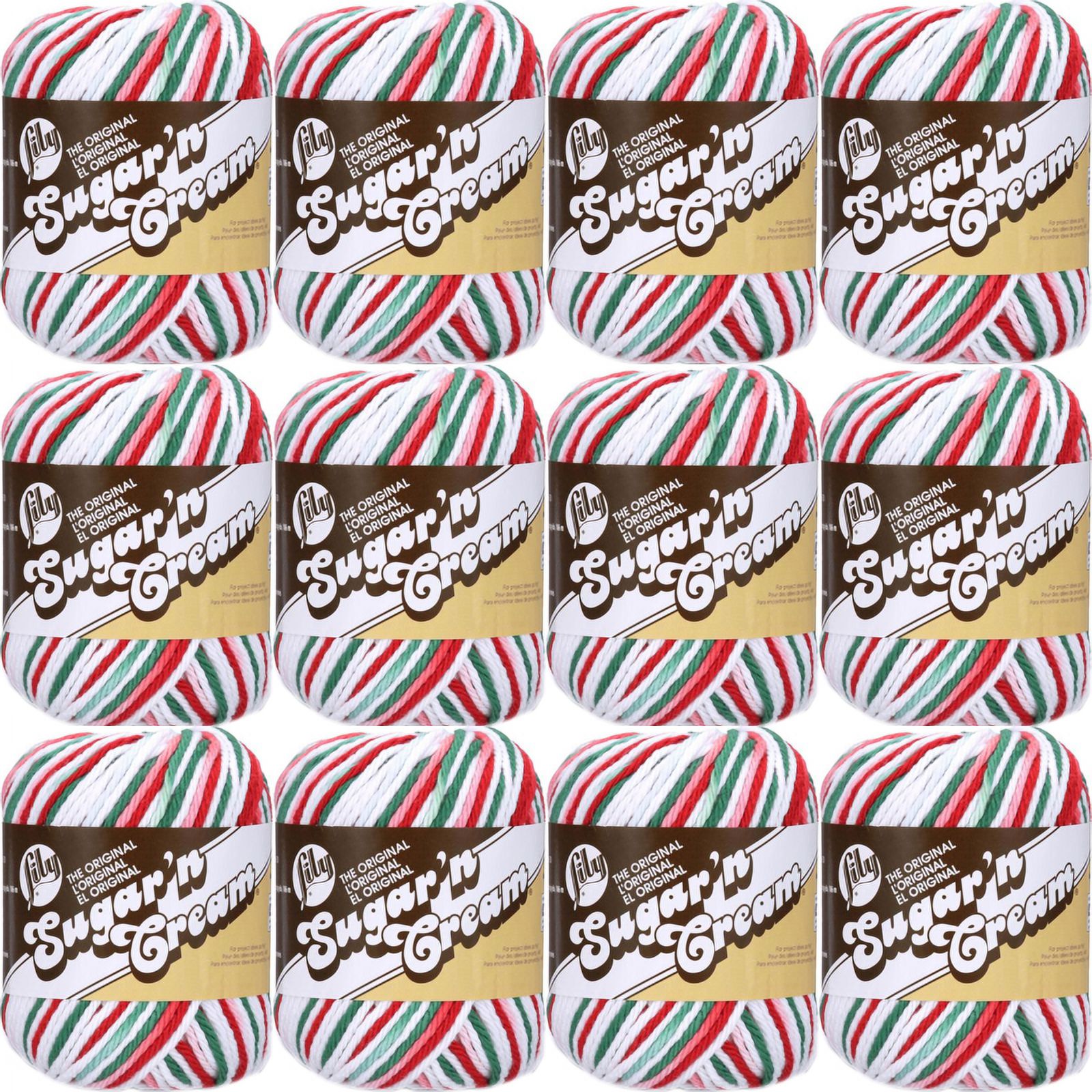 Spinrite Lily Sugar'n Cream Yarn, Ombres Mistletoe, 1 Pack of 12 Piece