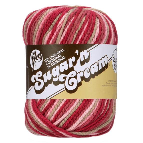 Spinrite Lily Sugar'n Cream Yarn - Ombres Super Size-Damask, 1 Pack of 6 Skein