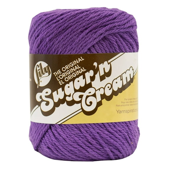 Spinrite Lily Sugar'n Cream Yarn - Solids-Black Currant, 1 Pack of 2 Skein