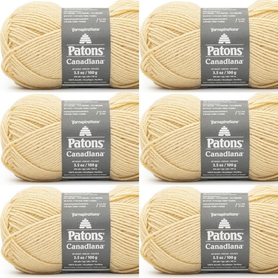 Spinrite Patons Canadiana Yarn - Solids - Pale Yellow, 1 Pack of 6 Piece