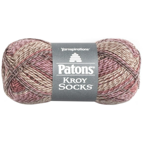 Patons Kroy Socks Brown Rose Marl Yarn - 6 Pack of 1.75oz/50g - Blended Fiber - 1 Super Fine - 166 Yards - Knitting/Crochet