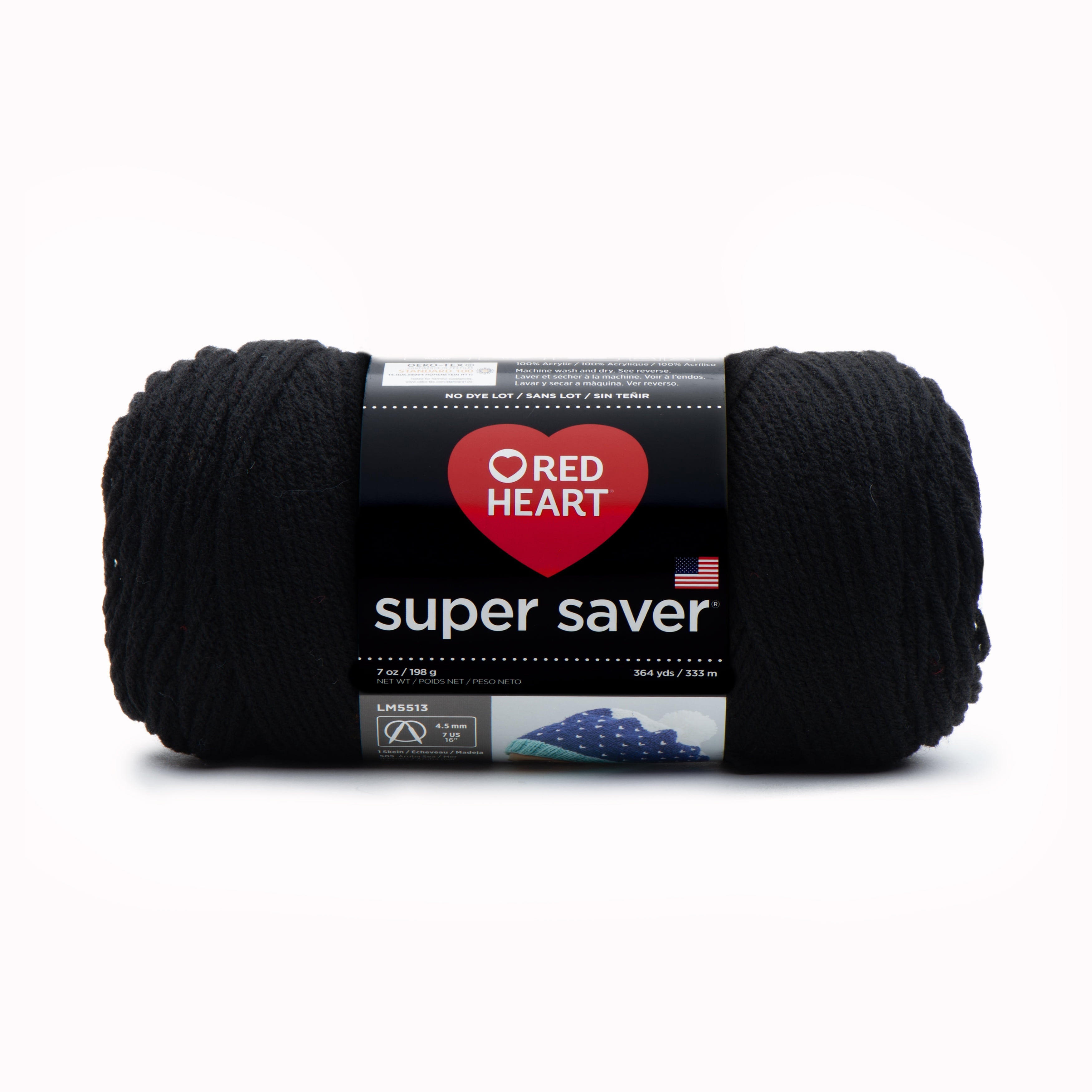 Spinrite Red Heart Super Saver Yarn - Black, 1 Pack of 3 Skein