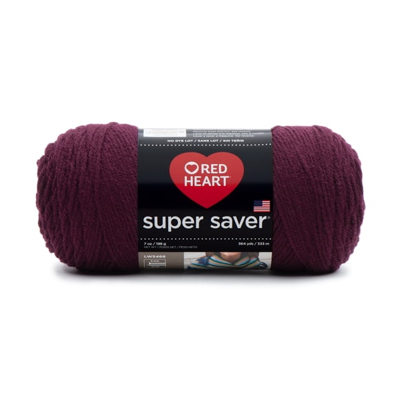Red Heart Super Saver Claret Yarn - 3 Pack of 198g/7oz - Acrylic - 4 Medium (Worsted) - 364 Yards - Knitting/Crochet