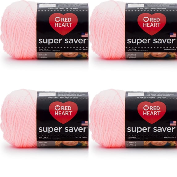 Spinrite Red Heart Super Saver Yarn - Petal Pink, 1 Pack of 4 Piece