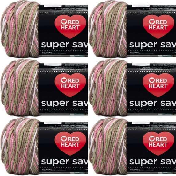 Spinrite Red Heart Super Saver Yarn - Pink Camo, 1 Pack of 6 Piece
