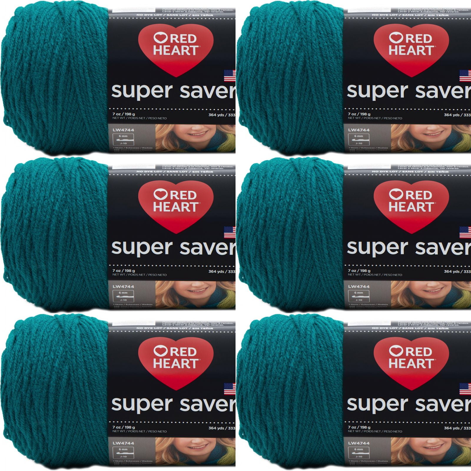 Spinrite Red Heart Super Saver Yarn Real Teal, 1 Pack of 6 Piece