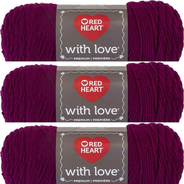 Spinrite Red Heart With Love Yarn Boysenberry, 1 Pack of 3 Piece