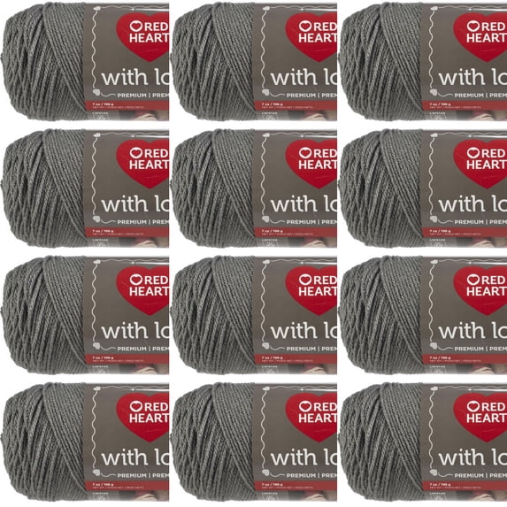 Spinrite Red Heart With Love Yarn - Pewter, 1 Pack of 12 Piece