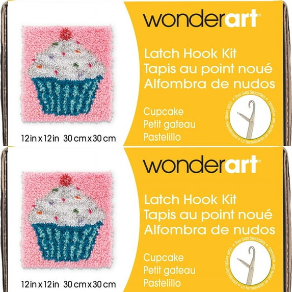 Spinrite Wonderart Latch Hook Kit 12"X12" - Cupcake, 1 Pack of 2 Piece