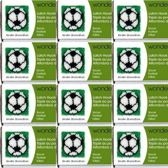 Spinrite Wonderart Latch Hook Kit 8"X8" - Soccer, 1 Pack of 12 Piece