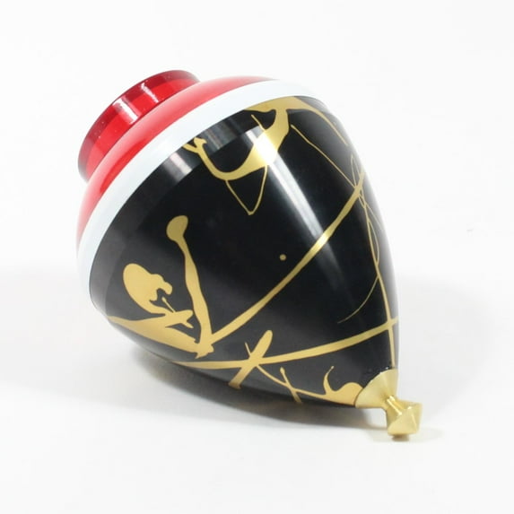 Spintastics QuickSilver Hybrid Spin Top - Fixed Tip (Black Gold Splash and Red)