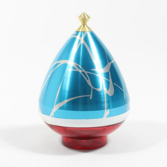 Spintastics QuickSilver Hybrid Spin Top - Fixed Tip (Blue Silver Splash and Red)