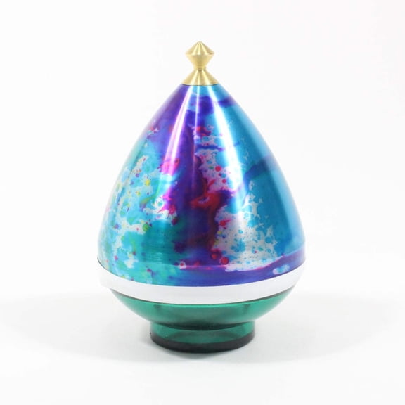 Spintastics Quicksilver Spintop, Ball-bearing Tip, Aircraft Aluminum Body, String included (Rainbow and Green)