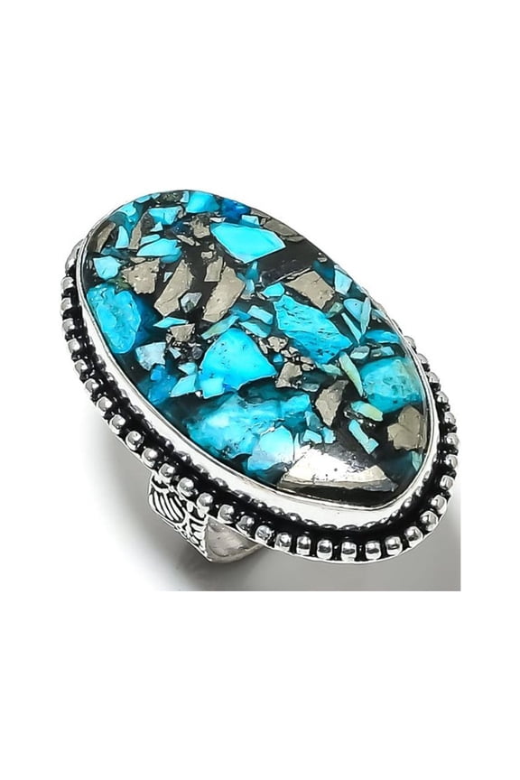 Natural Spiny Oyster Gemstone Handmade 925 Sterling Silver Ring Size 6