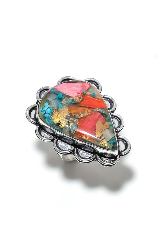 Spiny Oyster Gemstone Handmade 925 Sterling Silver Jewelry Ring Size 8