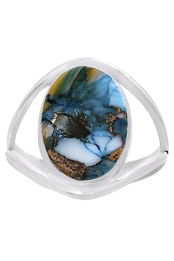 Spiny Oyster Turquoise - Arizona 925 Silver Plated Ring s.6.5 Jewelry WR32-10003