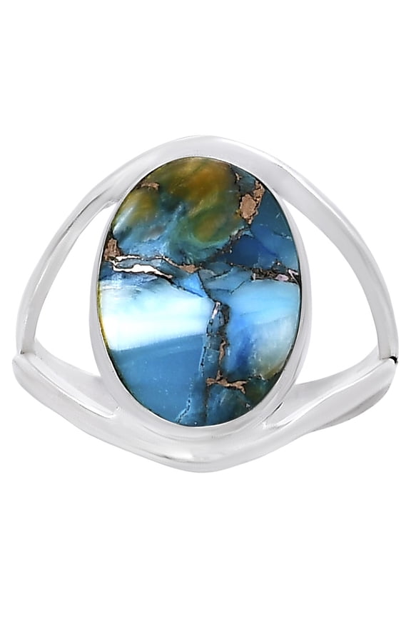 Spiny Oyster Turquoise - Arizona 925 Silver Plated Ring s.8 Jewelry WR32-10006