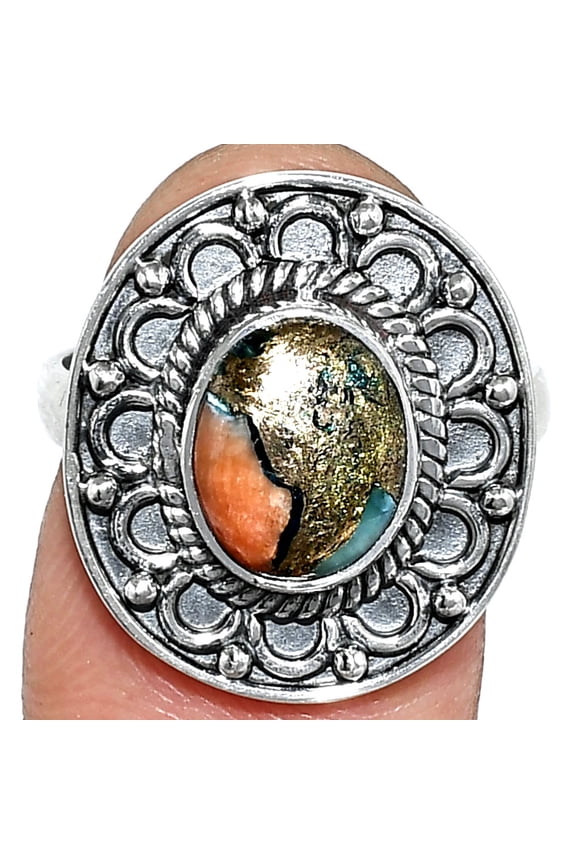 Spiny Oyster Turquoise - Arizona 925 Sterling Silver Ring s.7.5 Jewelry R-1256 SDR243088
