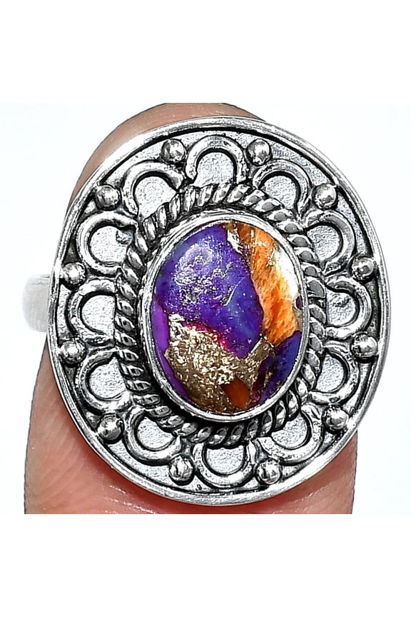 Spiny Oyster Turquoise - Arizona 925 Sterling Silver Ring s.7.5 Jewelry R-1256 SDR243136