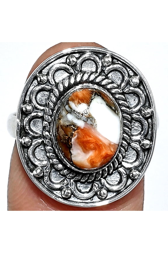 Spiny Oyster Turquoise - Arizona 925 Sterling Silver Ring s.7.5 Jewelry R-1256 SDR243138